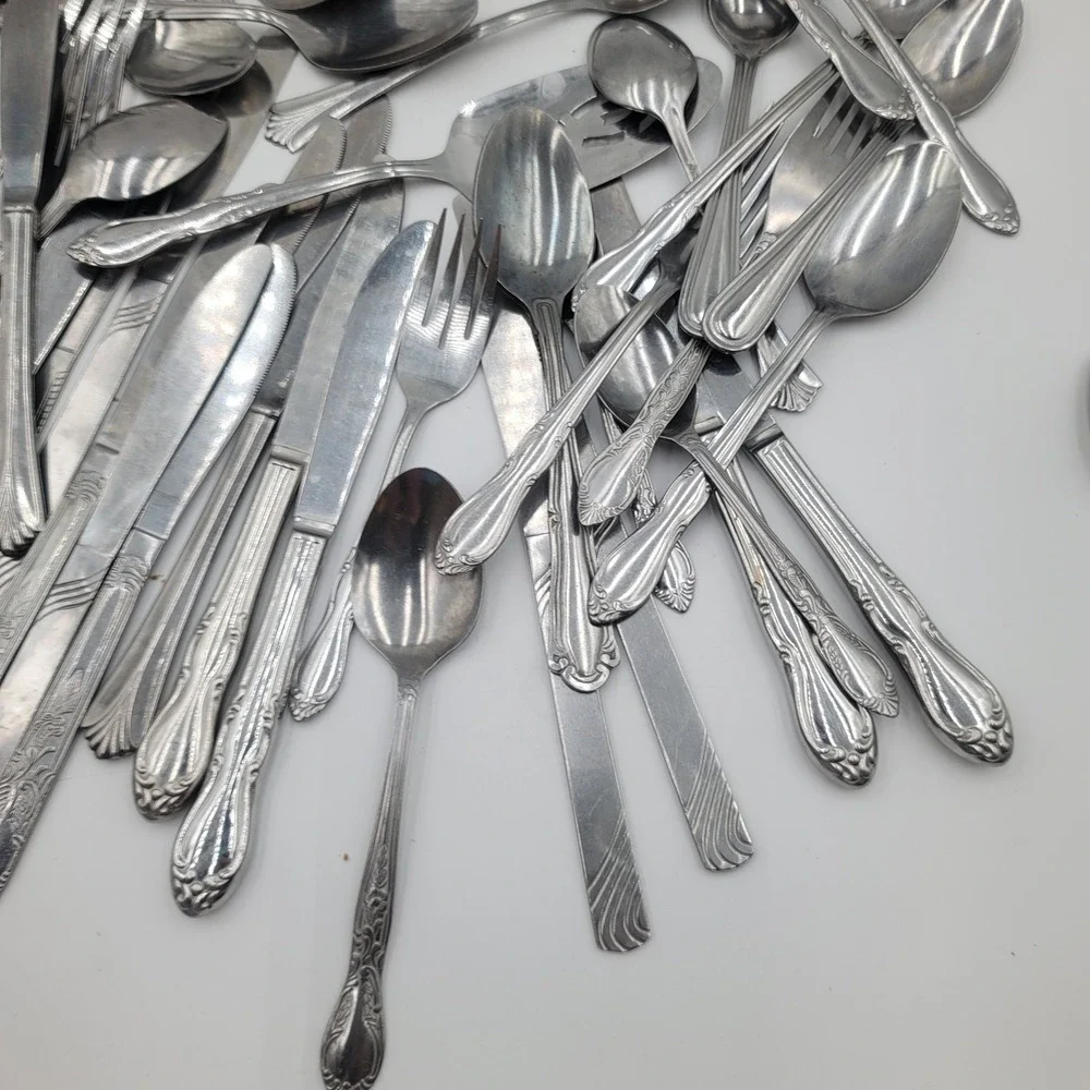 53pc Mixed Stainless Steel Flatware Set Lot Replacement Mismatched Silverware